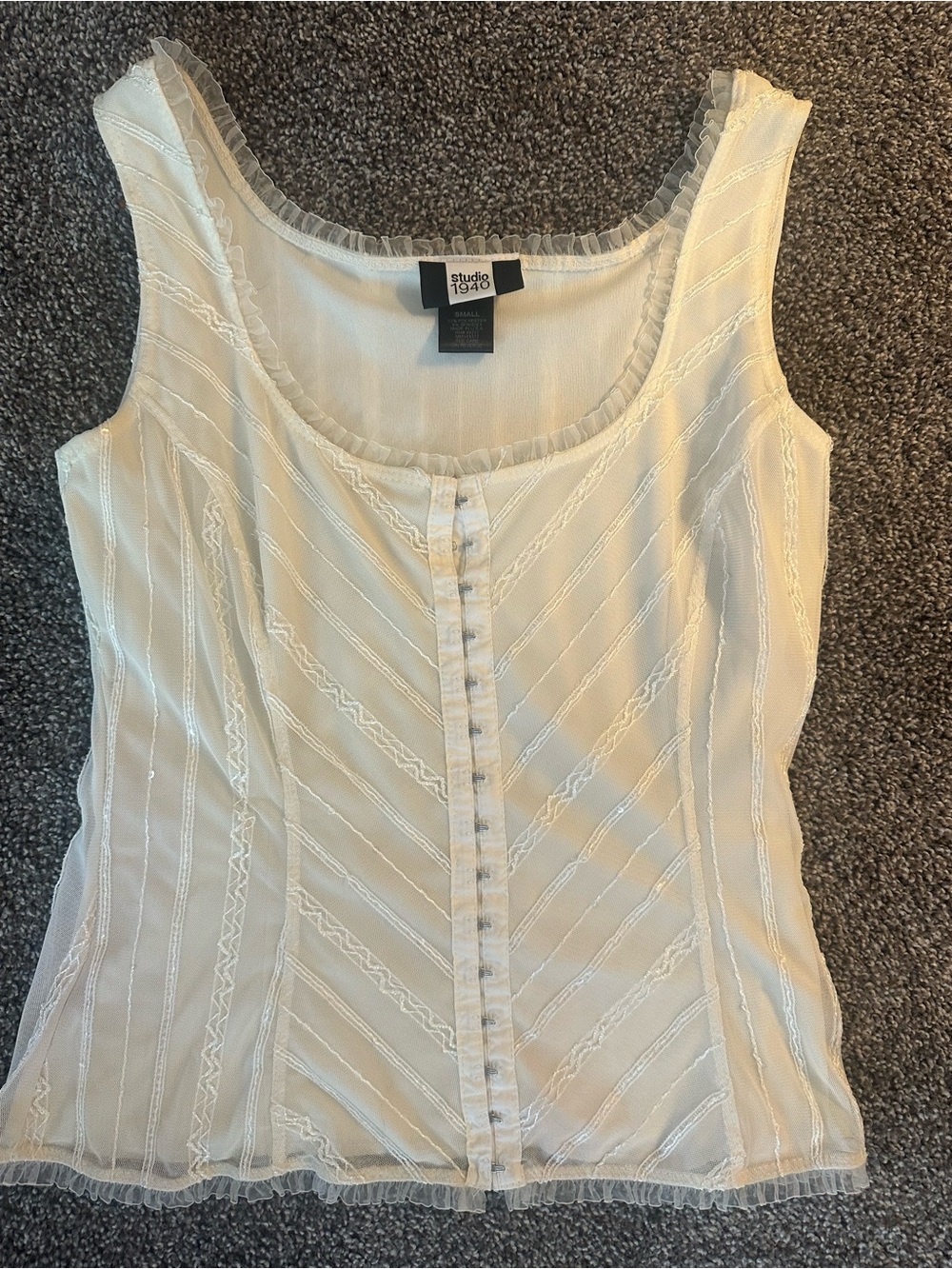 Studio 1940 Ivory Lace-Trim Scoop Neck Camisole